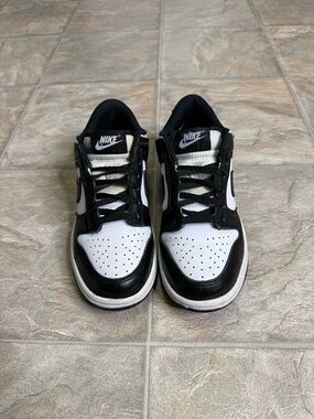 Nike Dunk Low Retro White Black Panda GS Shoe Size 4Y Black CW1590-100 Preowned